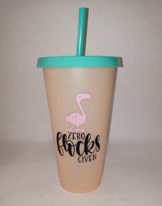 Zero Flocks Given Color Changing Tumbler with Straw