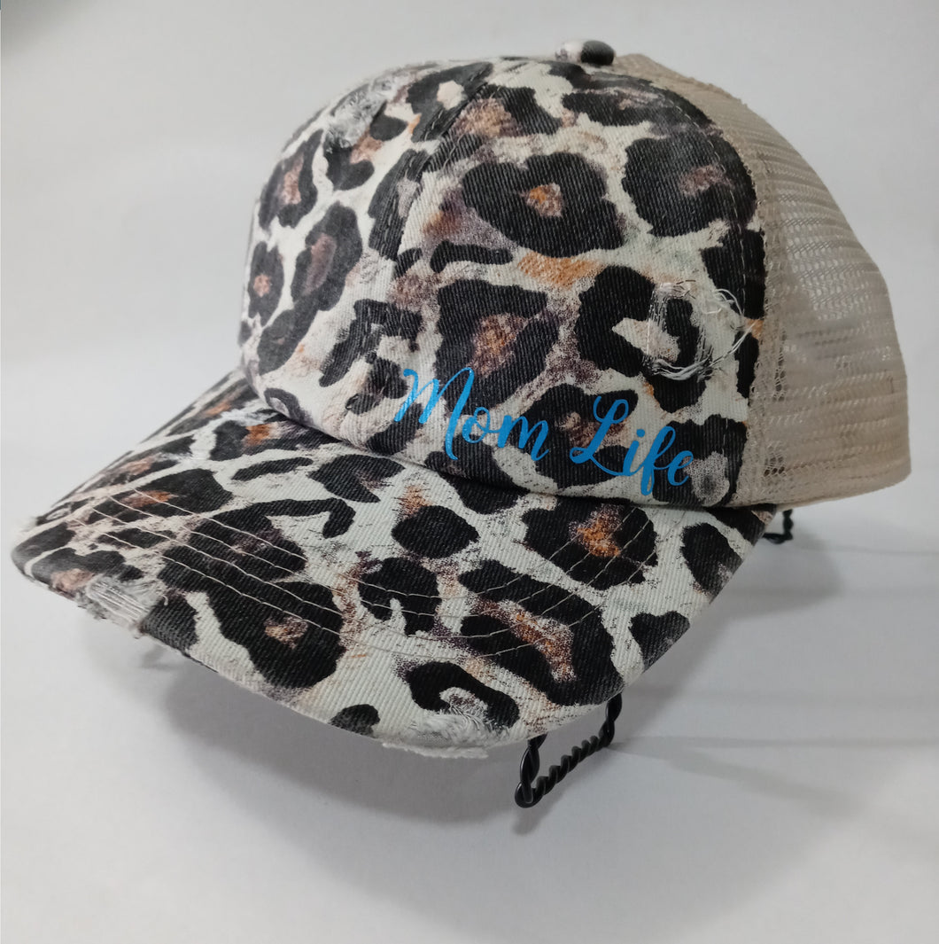 Leopard Mom Life Criss Cross Hat